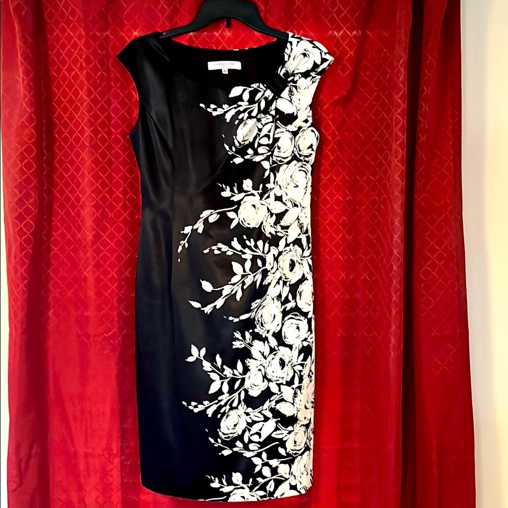 Elegant blacks and white floral dress